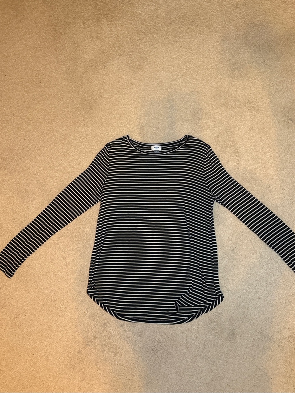 Old Navy Black and White Striped Long Sleeve Tee